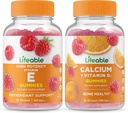 Vitamina E + Calcio Lifeable con Vitamina D, Gummies Bundle - Grande Degustazione, Integratore di Vitamina, Senza Glutine, OGM Libero, Gomma Chewable