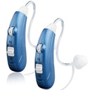 Amplificatore acustico per adulti anziani con cancellazione del rumore, Amplificatore acustico per migliorare l'udito personale, Amplificatore acustico digitale con 500 ore di durata della batteria, Tubo sottile invisibile con kit di pulizia, blu, aria