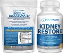 Restore del rene Bicarbonato di sodio organico Supplemento 1LB Cleanse 60 Caps Bundle – Supporta la salute del rene, Neutralizes Stomach Acid, Alkaline Superfoods, Supporto immunitario, Antacid & Vitamins f