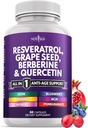 Nuova AGE Resveratrolo, Berberina, Estratto di semi di uva, Quercetina - Supplemento di polifenolo per le donne e gli uomini con estratto di noni, N-Acetil Cysteine, Estratto di Acai - 60 capsule