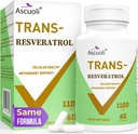 Ultra Purity Trans-Resveratrolo 1100mg, 3-in-1 Advanced Formula Organic Resveratrol Supplement, Max Antiossidante, Antiinvecchiamento, Salute della pelle, Lmmune & Energy, 1 Pack