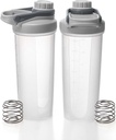 Bottiglie EYMPEU 2 Pack Shaker per miscele proteiche BPA & Phthalate-free, coperchio a vite solido Shaker Cup Lavastoviglie Safe per Protein Shakes 24oz, Grigio chiaro