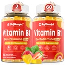 Vitamina B1 Gummies | Benfotiamine 500mg con vitamina B6 B9 B12 & Magnesio per Nerve Health, Energy & Metabolism Support | Sugar Free, Non OGM, Vegan, 120 Counts