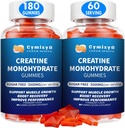 Creatina Monoidrato Gummies 5g per uomini e donne, 7100mg con taurina liposomica, BCAA, Alpha GPC, B12, Creatina Monoidrato Chews per la crescita del muscolo, Fragola Flavor, 180Count