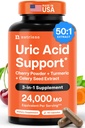 3 in 1 Uric Acid Flush Cleanse – Estratto di ciliegie di Tart con Turmeric & Celery Seed Supplement Purge - Piedi e Supporto Congiunto - 60 capsule di verdure