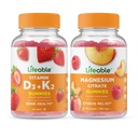 Vitamina vitale D3 + Vitamina K2 + Magnesio 85mg, Gummies Bundle - Grande degustazione, Supplemento di vitamina, Senza glutine, OGM libero, pancia masticabile