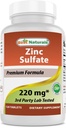Migliori naturali Zinc Sulfate 220 mg 120 compresse - 3rd Party Lab Tested - Made in the USA - Gluten Free & Non-GMO