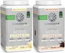Sunwarrior Chocolate & Vanilla Active Organic Protein Powder Set | Bundle & Save | Vegan Protein Powder | Non OGM Soy Dairy & Gluten Free (20 Servings Vanilla, 20 Servings Chocolate)