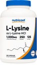 Nutricost L-Lysine 1000mg, 250 Capsule - 500mg Per Cap, Senza Glutine, Non OGM