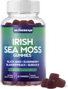 Irish Sea Moss Gummies - con Black Seed Elderberry Bladderwrack Burdock Turmeric Omega-3 Vitamine C D3 Zinc - Integratori Seamoss per Adulti Donne Uomini - Gluten senza zucchero Vegan