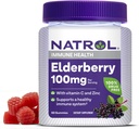 Natrol Elderberry 100mg Gummies per l'assistenza sanitaria immunitaria, 60 Gummies a base di bacche, 30 giorni di alimentazione