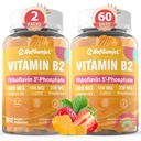 Vitamina B2 Gummies | Riboflavin 400mg per adulti e bambini | con Magnesium & CoQ10 per Energy & Migraine Relief | Sugar Free B2 Vitamin VIT B | Non OGM, Vegan, 120 Conti