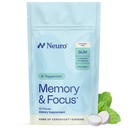 Neuro Memory & Focus Gum - Nootropic Gum con vitamina B12, vitamina B6, L-teanina & Ginseng Extract - Integratore di supporto del cervello naturale - Vegan, Caffeina & Sugar Free Chews - Menta piperita, 90 ct
