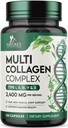 Supplemento Multi Collagen 2400 mg - Tipi idrolizzati I, II, III, V & X Multi Collagen Pills Complex, Collagen Peptides Supplements, Hair, Skin, Nail & Joint Support Supplement, Non-GMO - 120 Capsule