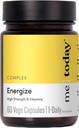 me today Energise Supplemento Super B Vitamina B Complesso per Uomini e Donne - B6, B12 con Vitamina C, Zinco, Ashwagandha e Ginseng Siberiano - Energy and Immune Support - Vegan, 60 Serve