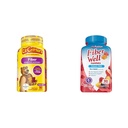 L’il Critters Fiber Daily Gummy Supplement per bambini, per il supporto digestivo & Vitafusion Fiber Well Sugar Free Fiber Supplement, Peach, Strawberry and BlackBerry Flavored Supplements, 90 Count