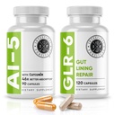 Intestinal Fortitude AI-5 & GLR-6 Integratore di salute digestivo Bundle w/Glutamina, curcuma, curcumina per il Gut Integratore & Support Digestive Health, Non-GMO, Dairy Free - 30-Day Supply
