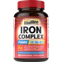Supplemento di ferro per le donne e gli uomini, con le vitamine C, B6, B12 & Folate per la carenza di ferro, la costruzione del sangue & il supporto energetico, amichevole di stomaco, migliore assorbimento, non OGM, senza glutine, 60 tappi vegani