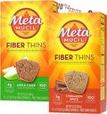 Metamucil Fiber Thins Fiber Supplemento con Bleam Digestive Health Support Tip Card Psyllium Fiber Barre - 12CT Apple Crisp & 12CT Cinnamon Spice - Set