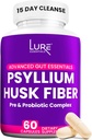 Lure Essentials Psyllium Husk Capsule per la pulizia del colon - Prebiotico e fibra probiotica