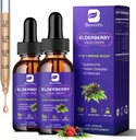 2 Pack Elderberry Syrup, Black Elderberry Drops with Quercetin, Panax Ginseng, Vitamina C e Zinc, Sambucus Elderberry Syrup Liquid per il supporto immunitario, Vegan, Non-GMO & Gluten Free