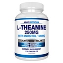 Arazo Nutrizione L-teanina 250mg (Extra Strength) con Inositol 100mg, 120 Capsule Vegetariani
