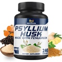 BMVINVOL Psyllium Husk Capsules Fibra Supplemento con fieno greco, curcuma, zenzero, pepe nero - Supporto Digestivo System, Intestinal Health - 240 Conteggio per 4 mesi di fornitura