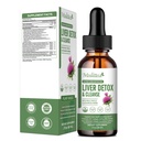Gocce di drenaggio linfatico e di salute del fegato -Supporto la pulizia del fegato Detox & riparazione con l'estratto di silimarin del latte di carciofo, il dente di leone, la turmerica, la berbina per rinnovare w/21 Potente Herb-Nutrients-60ml