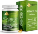 Vitamina D3 4000 IU Cholecalciferol in olio d'oliva Facile da ingoiare Migliore vitamina d supplemento per le ossa e il supporto immunitario Vitamina D3 Softgel