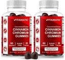 Gummie di cromo senza zucchero Vitamatic con cannella di Ceylon – 2000 mg Equivalent Per Serving (da estrarre 83 mg) – Non OGM, Gluten-Free – 60 Vegan Gummies – 2 Pack