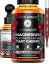 Liquido Magnesio Glycinate 420 Mg con estratto di ciliegia naturale di Tart | Magnesium Glycinate Gocce Supplemento per sonno, Mood & Mobility Support | Estratto di ciliegia di Tart