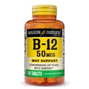 MASON Vitamina NATURAL B12 50 mcg con calcio, alimentazione da 100 giorni, supplemento dietetico per sostenere i livelli di energia naturale, 100 compresse (pacchetto di 1)