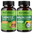 NATURELO Curcumina Tumerica, Supporto congiunto a base vegetale, Magnesio Glycinate, 200 mg Magnesio - Gluten Free, Non OGM - 120 capsule