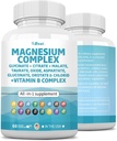 60 Count Magnesium Complex 2285mg con Magnesio Glycinate Citrato Malato Ossido Taurate Aspartate Gluconate Orotate & Mag Chloride, Zinc Copper Manganese & Vitamin C B1 B2 B6 B12 Complex USA