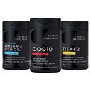 Ricerca sportiva 1250 mg Omega 3 Burpless Fish Oil da Single-Source Wild Alaskan Pollock, CoQ10 (200mg) Enhanced w/Coconut MCT Olio per migliore assorbimento e 5000iu vitamina D con 100mcg Mk7 vitamina K