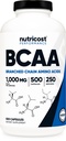 Nutricost BCAA 1000mg, 500 Capsule (250 Serv), 2:1:1:1:1 Aminoacidi a catena ramificata (500mg di L-Leucina, 250 mg di L-Isoleucina e L-Valina)