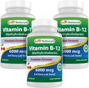 Best Naturals Vitamin B-12 come Methylcobalamin (metil B12), 6000 mcg 120 compresse sublinguali (120 conteggio (pacchetto di 3))