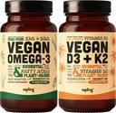 Vegan Omega 3 & Vegan Vitamina D3 + K2 Supplemento Bundle - DHA e EPA acidi grassi, 4000 IU Vitamin D3 e 100mcg Vitamina K2 come Mk7