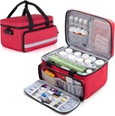 CURMIO Pill Bottiglia organizzatore, borsa di medicina con serratura per bottiglie di prescrizione e kit di pronto soccorso, rosso (progetto curato)