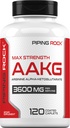 Piping Rock AAKG Supplemento | 120 Caplets | 3600 mg | Arginine Alpha-Ketoglutarate Supplement | Nitric Oxide Enhancer | Max Strength | | Vegetariano, Non OGM, Gluten Free