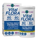 Vital Planet - Vital Flora Ultra Daily Probiotic 60 miliardi di CFU, 60 Strains Diverse, 7 Prebiotici Organici, Supporto Immune, Probiotici Stabili Digestivi per Donne e Uomini 60 Capsule