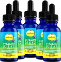 Vitamina liquida D3 K2 Gocce 5000 IU - Vegan, senza gusto, nessun odore, senza soia, senza glutine, senza glutine, non OGM, 1000 IU per goccia, aumenta i livelli di energia e sistema immunitario, supporta la salute del cuore (5 pacchetto)