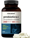 Probiotici 200 miliardi di CFU – 40 Strains Per Serving | 240 capsule di verdure con prebiotici e probiotici per la salute digestiva – Gut Health & Bloating Support | Probiotici giornalieri per le donne e gli uomini