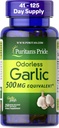 Puritan Pride Premium Odorless Aglio fresco 500mg, Integratore alimentare tradizionale per la salute del cuore e il supporto della circolazione con proprietà antiossidanti, 250 Quick Release Softgels