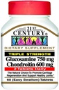21st Century Glucosamine 750 mg & Chondroitin 600 mg - Triple Strength - 60 compresse, Confezione da 2