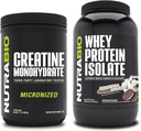 NutraBio Creatina monoidrato, non aromatizzato, 500g e isolato di proteine del siero, gelato Cookie Dream, supplemento Bundle - energia muscolare, crescita muscolare magra, recupero e resistenza