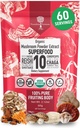 Estratto di polvere di funghi organici -Superfood 10 Supplemento 14x più forte 100% puro USDA Immunity Booster-Reishi, Chaga, Cordyceps, Shiitake, Lions Mane, Tail tacchino e altro ancora. Aggiungi al caffè / tè 60 grammi