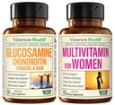 Glucosamina Chondroitin Turmeric + Multivitamina per le donne 2-Bottle Supplement Bundle per Lei. Risposta immunitaria sana, Supporto congiunto, Proprietà antiossidanti