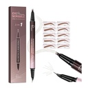 Penna del sopracciglio curvo 2-in-1 e eyeliner con 10Pcs Stencil freccia, matita del sopracciglio di Microblading con 4 punte della forcella e la punta precisa curva, impermeabili e durevoli matite del sopracciglio per le donne, morbido marrone