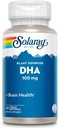 SOLARAY DHA Supplementi 100 mg - D H A Omega 3 acidi grassi per il supporto benessere, Prenatale DHA Omega 3 Supplemento - Pianta Sorgente dall'olio di alghe - 60 giorni di garanzia, 60 Serve, 60 Vegan Softgels